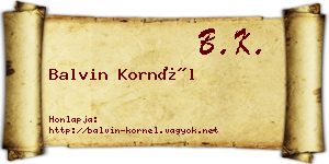 Balvin Kornél névjegykártya