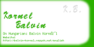 kornel balvin business card